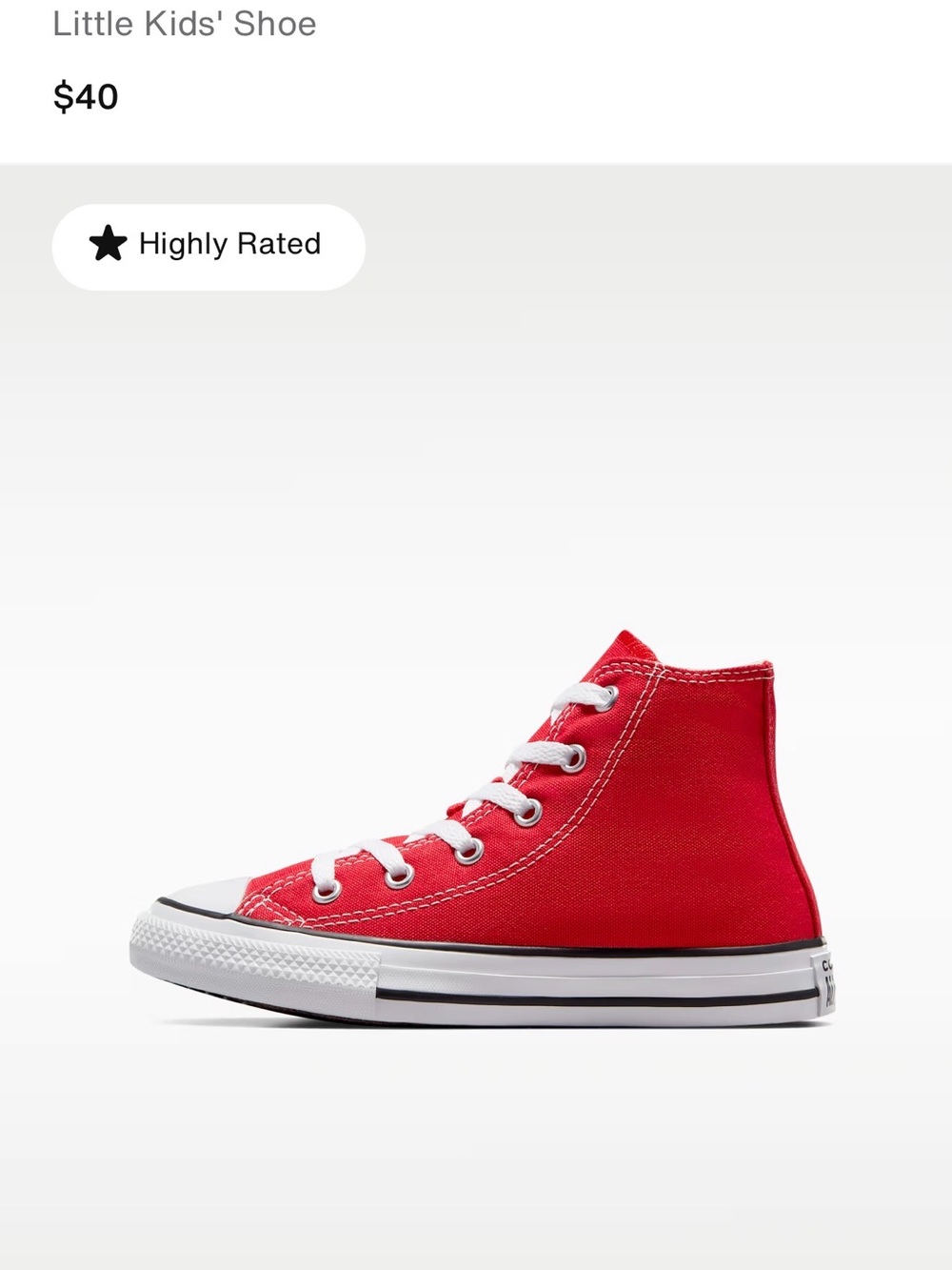 Converse Little Kids' High Top Sneakers in Red and White